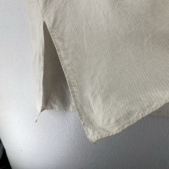 EILEEN FISHER Tunic Top S Linen Striped V-neck Kaftan Cover Up Beige - Picture 8 of 10